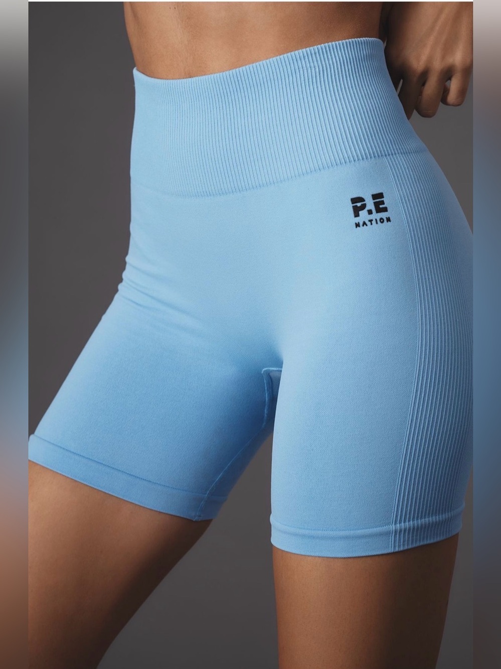 Anthropologie P.E Nation Restore Seamless Bike Shorts Hawaiian Blue
